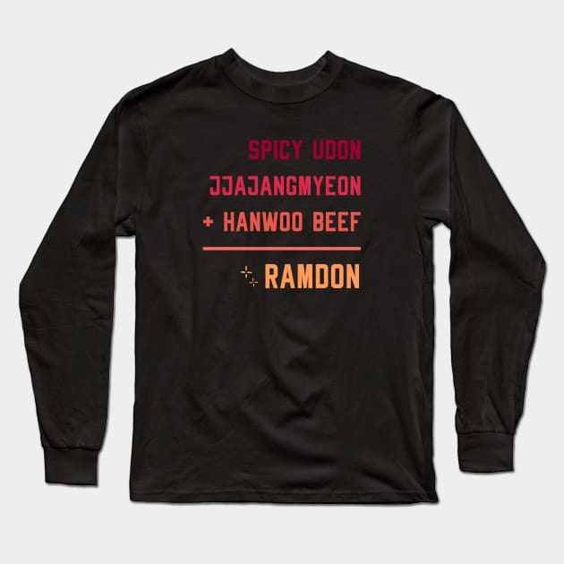 Spicy Udon Jjajangmyeon Hanwoo Beef Ramdon Parasite Long Sleeve T-Shirt by yellowpomelo